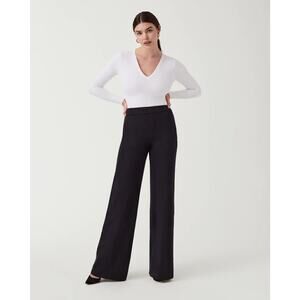 SPANX The Perfect Pants Wide Leg Ponte Classic Black Womens M Medium Office Work